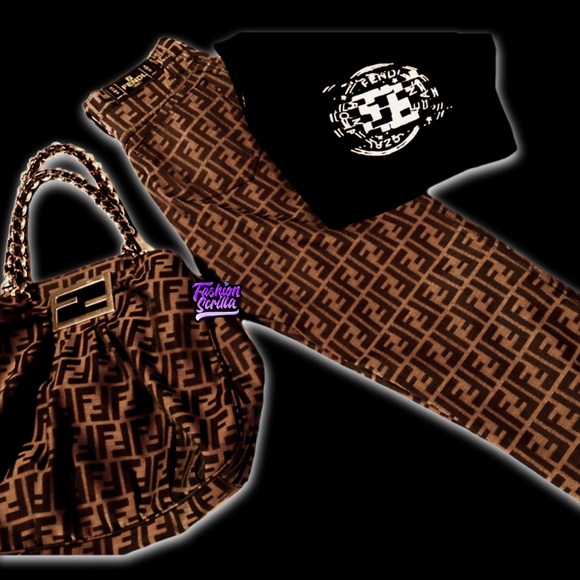 Fendi XL Canvas Zucca Print Mia Shoulder Bag Tobacco - Picture 8 of 13